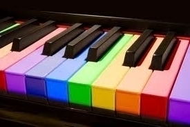 Pianoforte con tasti colorati
