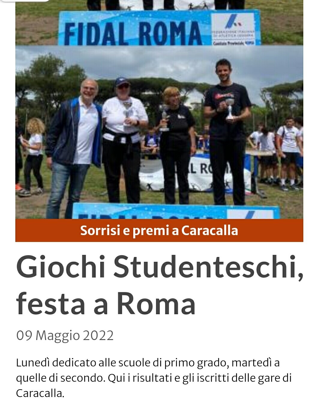Campionati studenteschi, festa a Roma
